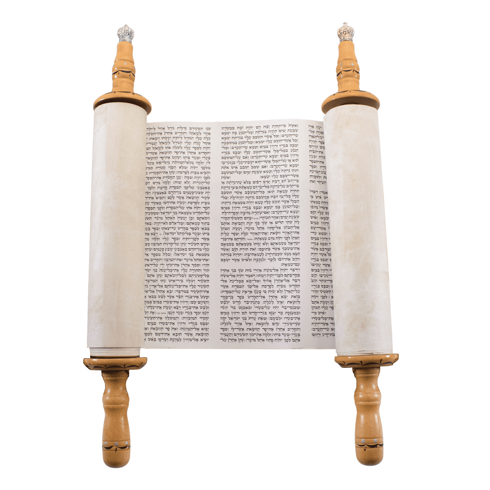 Large Torah scroll with an embroidered navy blue velvet cover