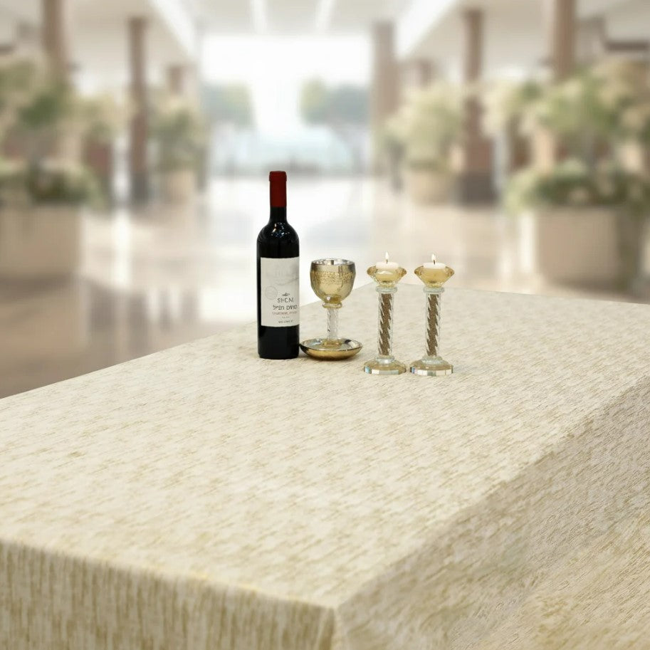 Elegant Woven Tablecloth with Gold Metallic Threads