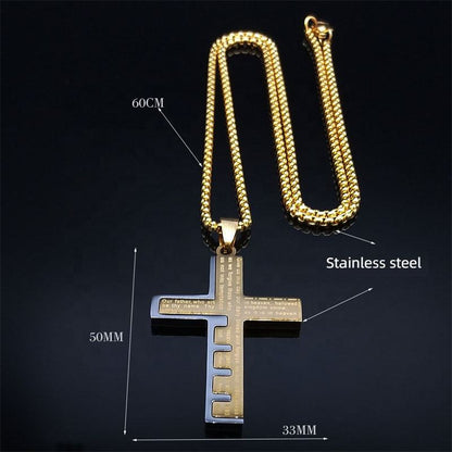 The Lords Prayer Stainless Steel Cross Necklace