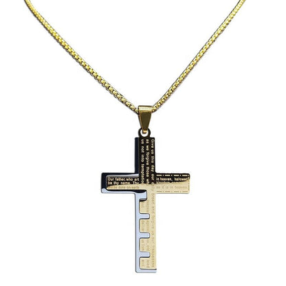 The Lords Prayer Stainless Steel Cross Necklace