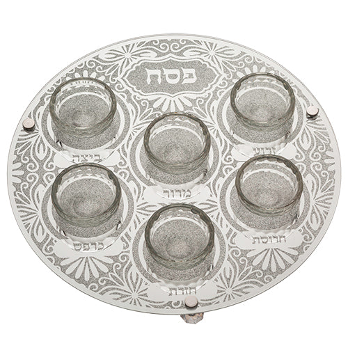 Glass Passover Plate - Silver