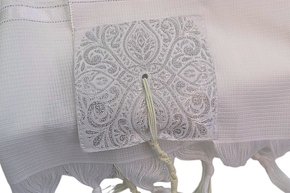 Prayer Shawl (23.5") - White & Silver