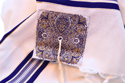 Prayer Shawl (42.5") - Blue and Gold