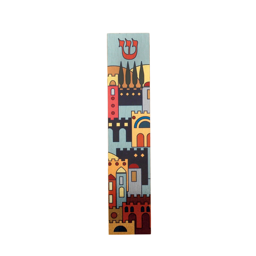 5.5" Aluminum & Lucite Mezuzah with Jerusalem Design