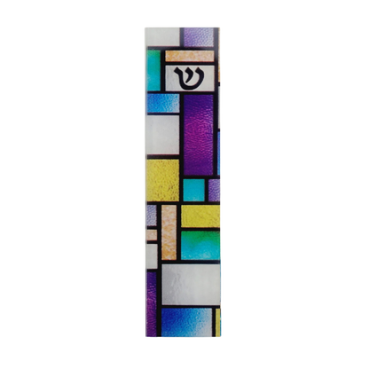 Stained Glass Look Art Glass Mezuzah