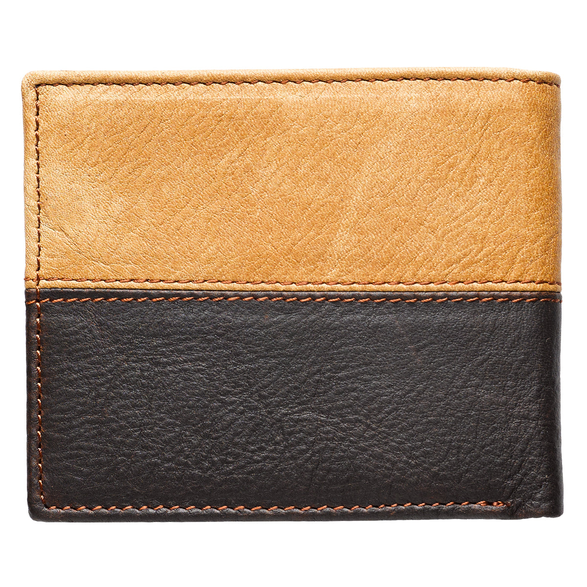 Two-tone Dark Brown and Camel Tan Leather Wallet with Cross Badge