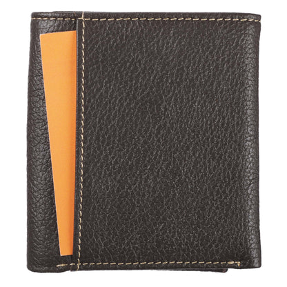 Three Crosses Espresso Brown Full Grain Leather Trifold Wallet