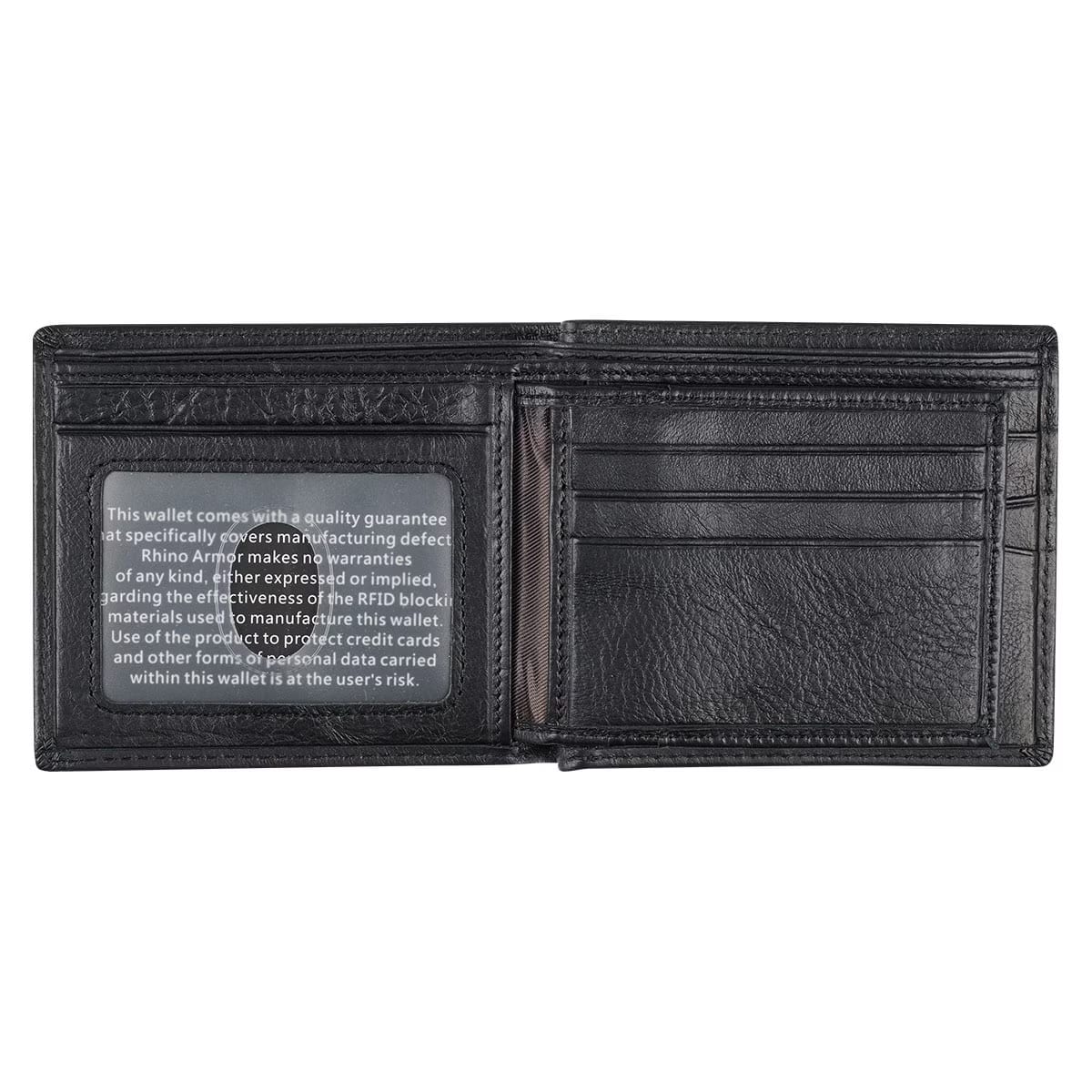 Men's Ebony Black Full Grain Cowhide Leather Bifold Rhino Armor™ Wallet