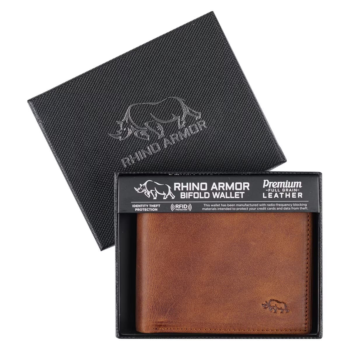 Men's Diesel Brown Full Grain Cowhide Leather Bifold Rhino Armor™ Wallet