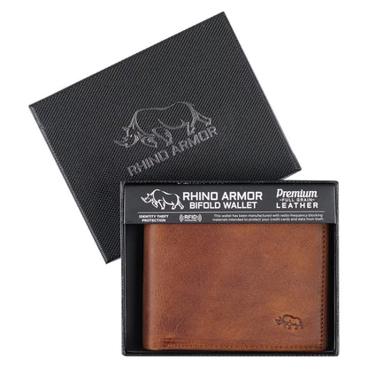 Men's Diesel Brown Full Grain Cowhide Leather Bifold Rhino Armor™ Wallet