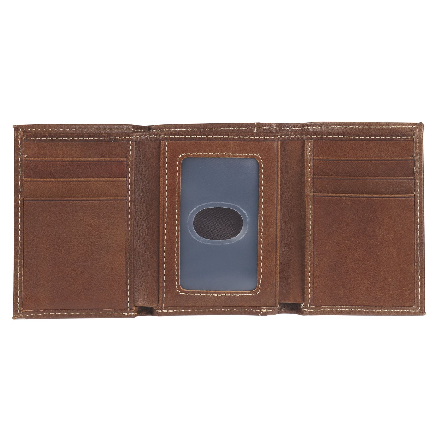 Ichthus Fish Brown Genuine Leather Trifold Wallet
