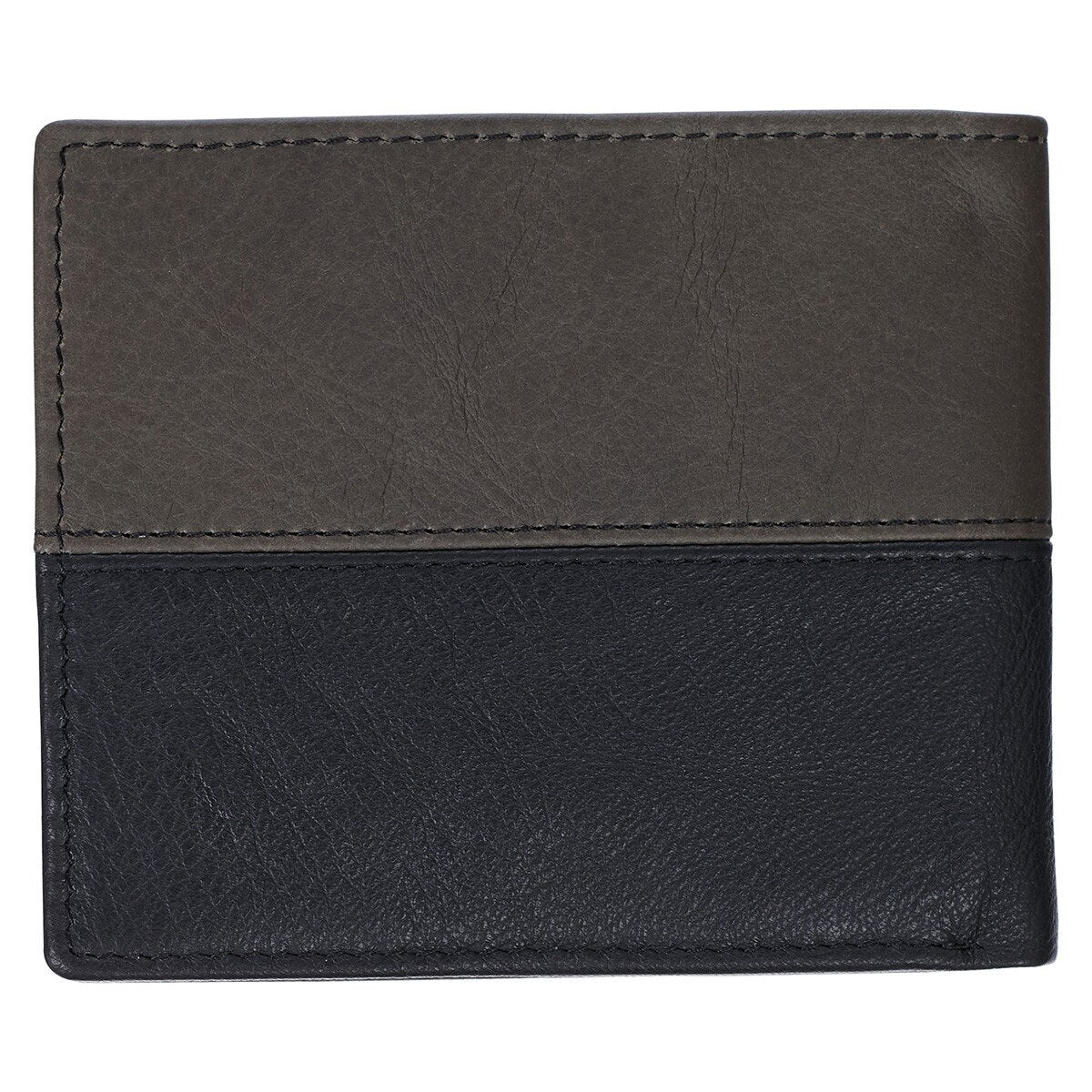 Strong and Courageous Black and Brown Full Grain Leather Wallet with Metal Badge - Joshua 1:9