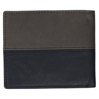 Strong and Courageous Black and Brown Full Grain Leather Wallet with Metal Badge - Joshua 1:9