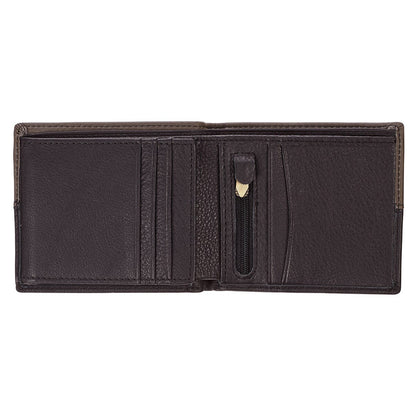 Strong and Courageous Black and Brown Full Grain Leather Wallet with Metal Badge - Joshua 1:9