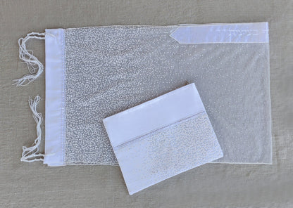 Tulle White Glitter Prayer Shawl By Gabrieli