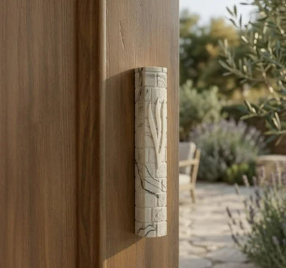 White Marble Polyresin Kotel Mezuzah