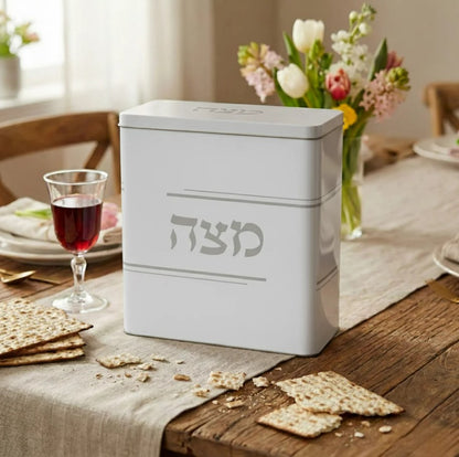 White Metal Matzah Box
