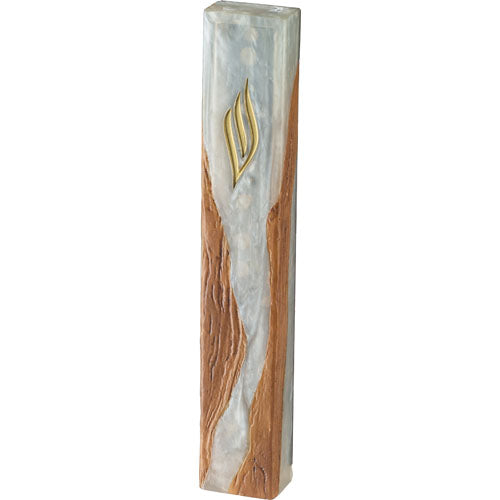 White Polyresin Epoxy Mezuzah