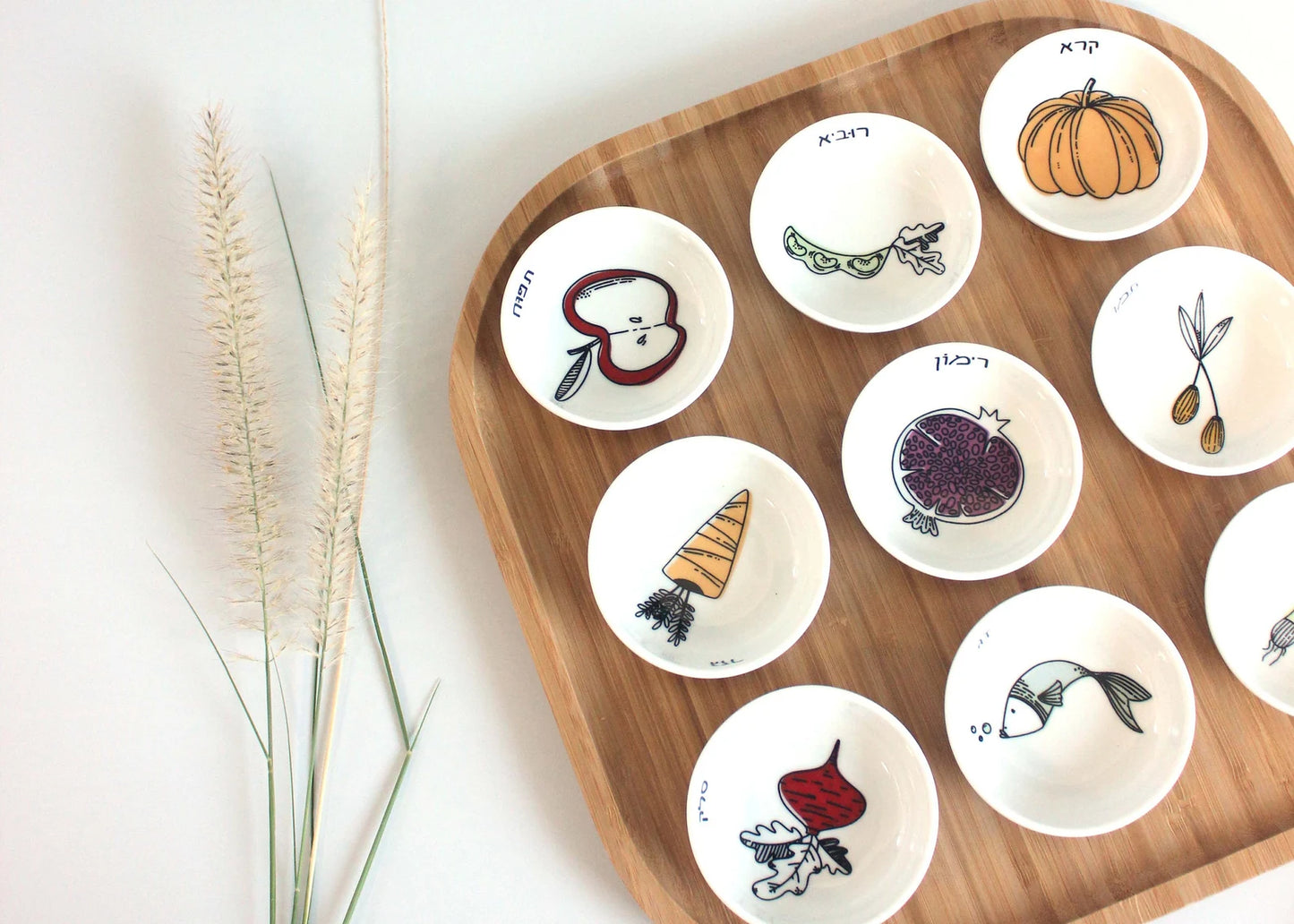 Rosh Hashanah Seder Plate (Colored Illustrations)