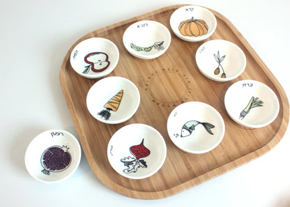 Rosh Hashanah Seder Plate (Colored Illustrations)