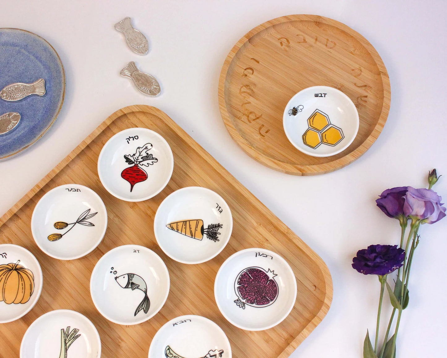 Rosh Hashanah Seder Plate (Colored Illustrations)