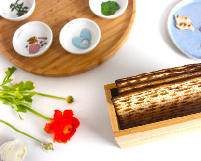 Vertical Bamboo Passover Matzah Box