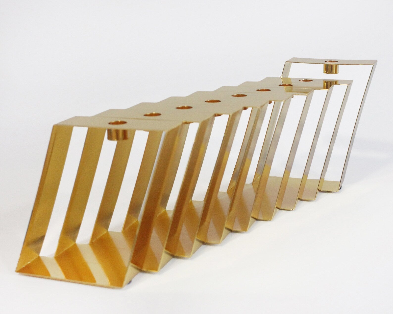 Side view of Gold Hanukkiah