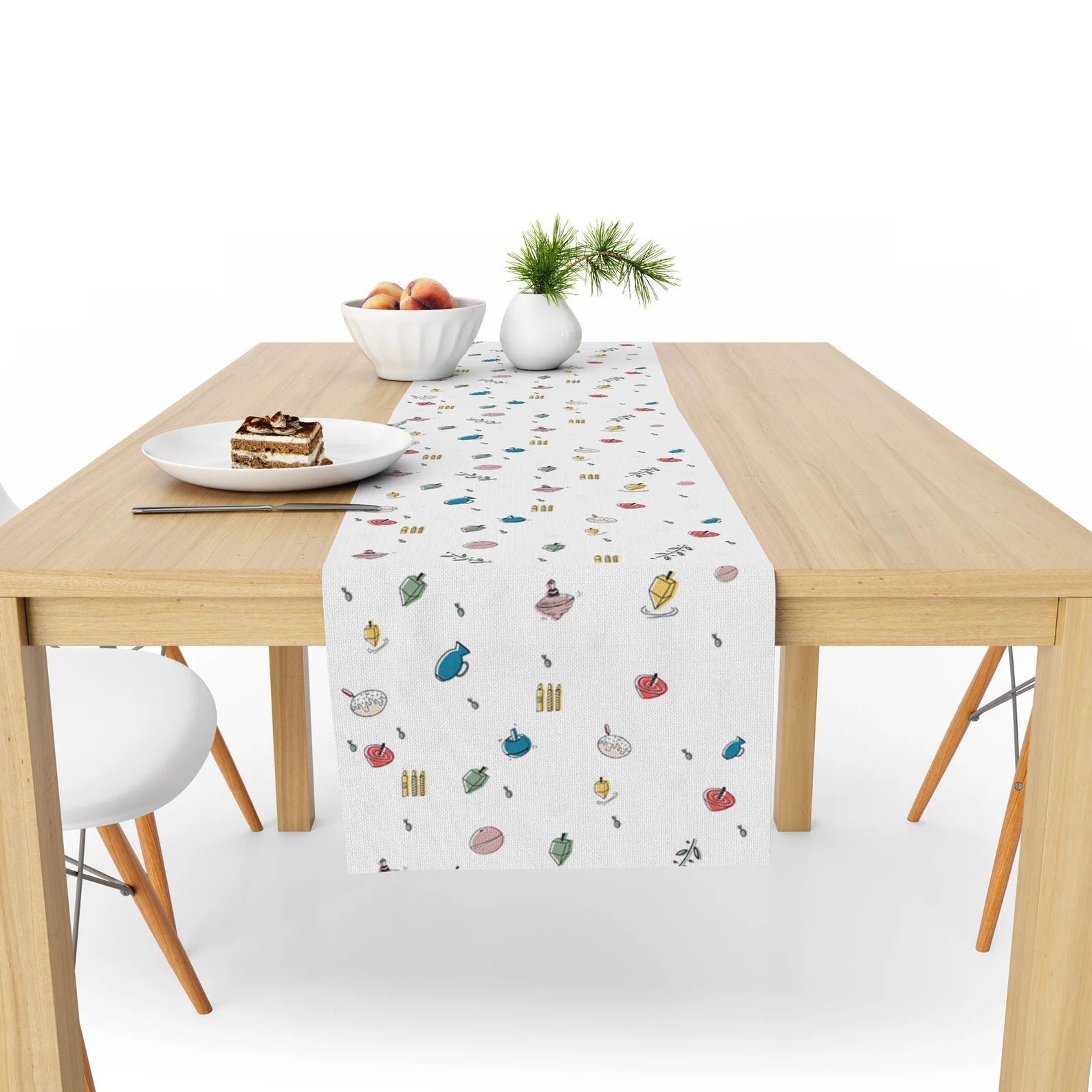 Hanukkah Themed Table Runner on wooden table