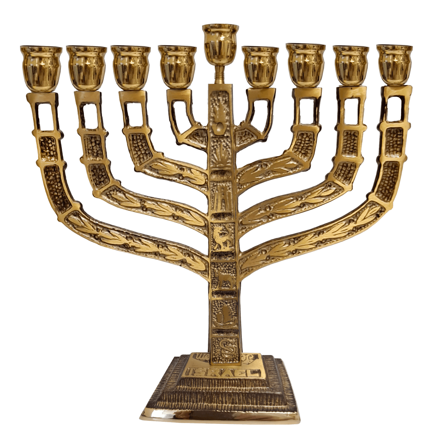 Twelve Tribes Brass Hanukkiah