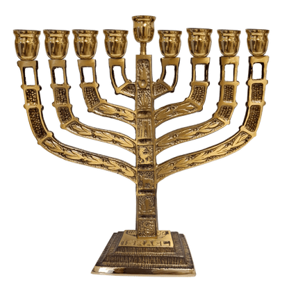 Twelve Tribes Brass Hanukkiah