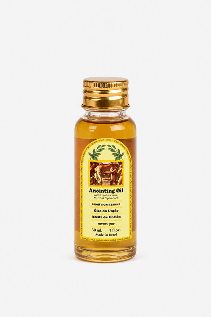 Ein Gedi Frankincense Myrrh and Spikenard anointing oil 30ml PET bottle on white background