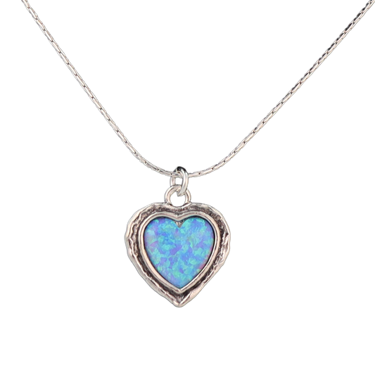 Heart shaped opal pendant on sterling silver chain