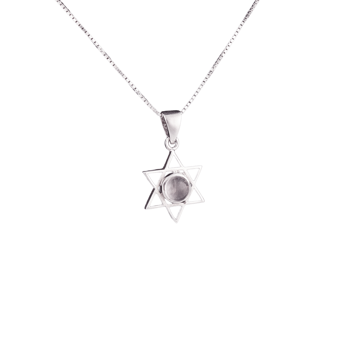 star of david with marble in middle silver