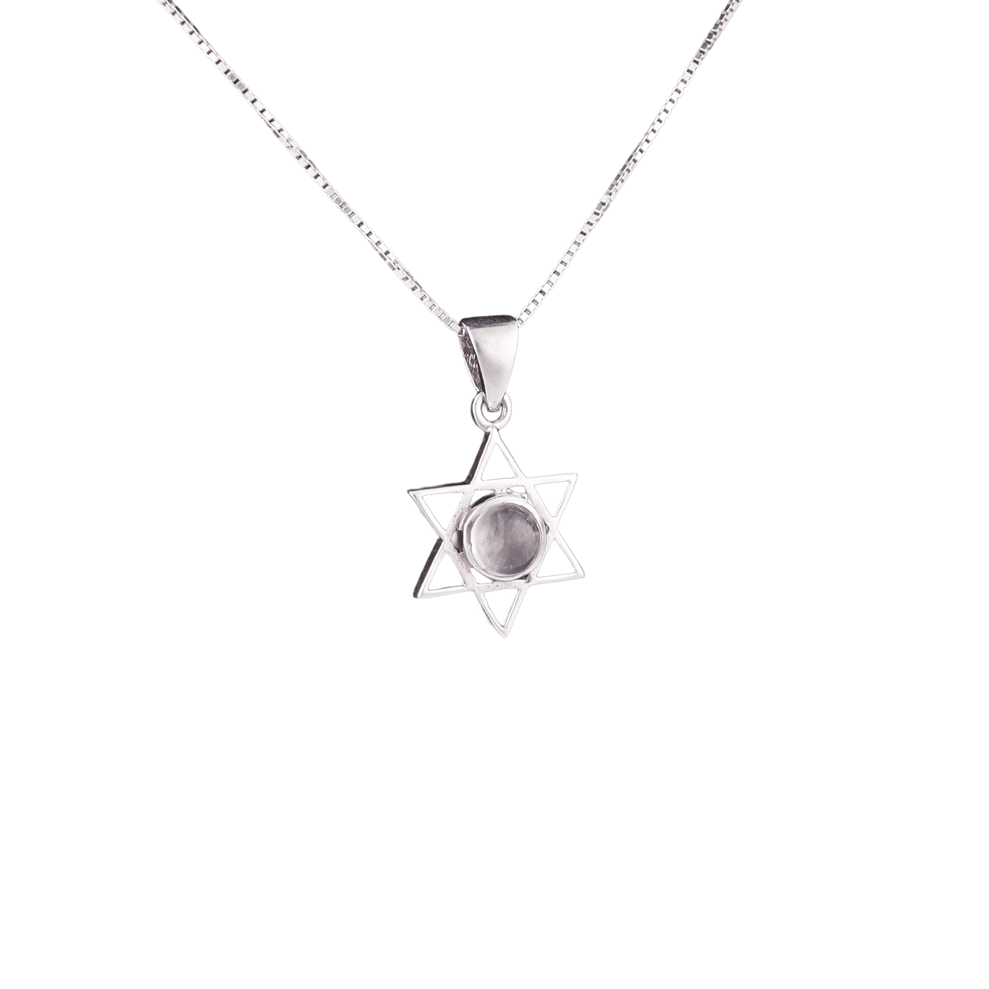 star of david with marble in middle silver
