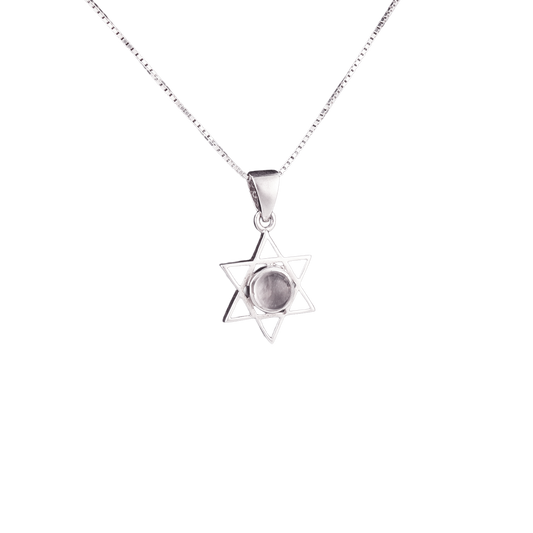 star of david with marble in middle silver