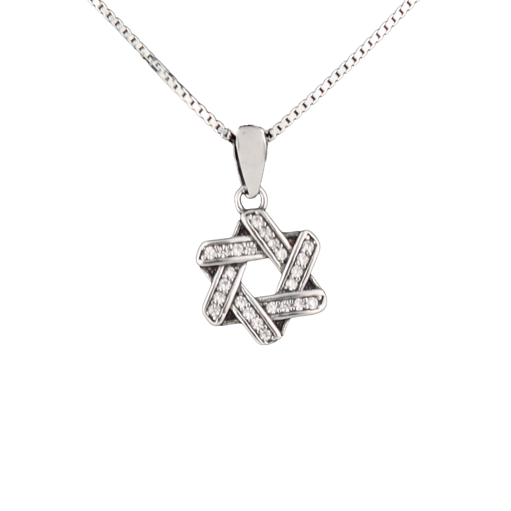 Interlocking S0tar of David Pendant with clear crystals