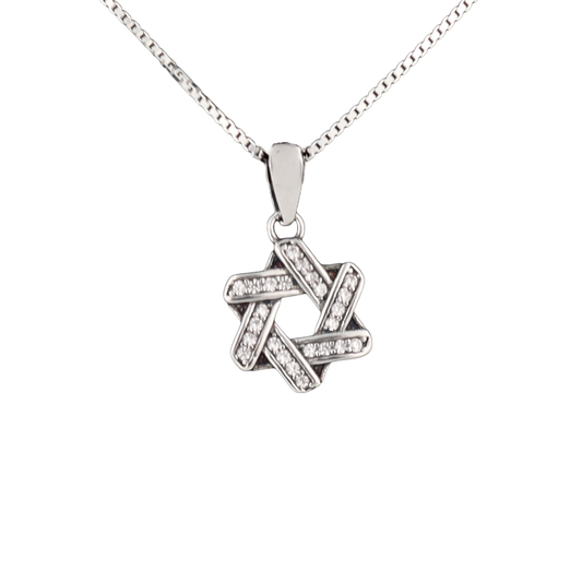 Interlocking S0tar of David Pendant with clear crystals