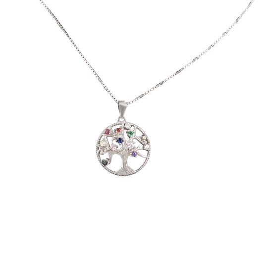 Tree of Life with Colored Crystals Pendant
