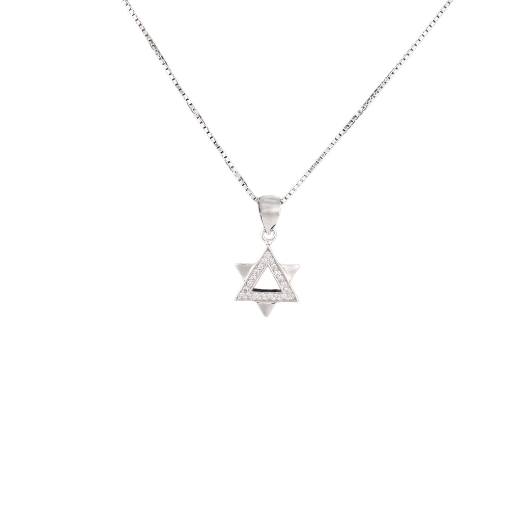 Silver star of David pendant with crystals 