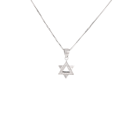 Silver star of David pendant with crystals 