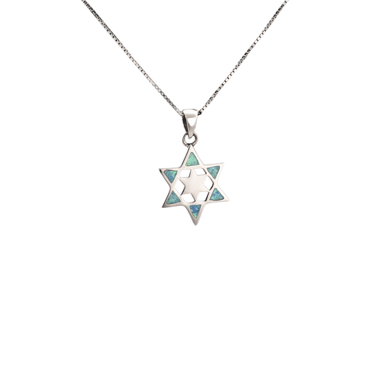 Opal Double Star of David Pendant