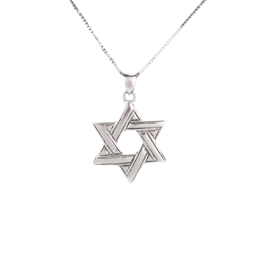 Woven Etched Star of David pendant on silver chain