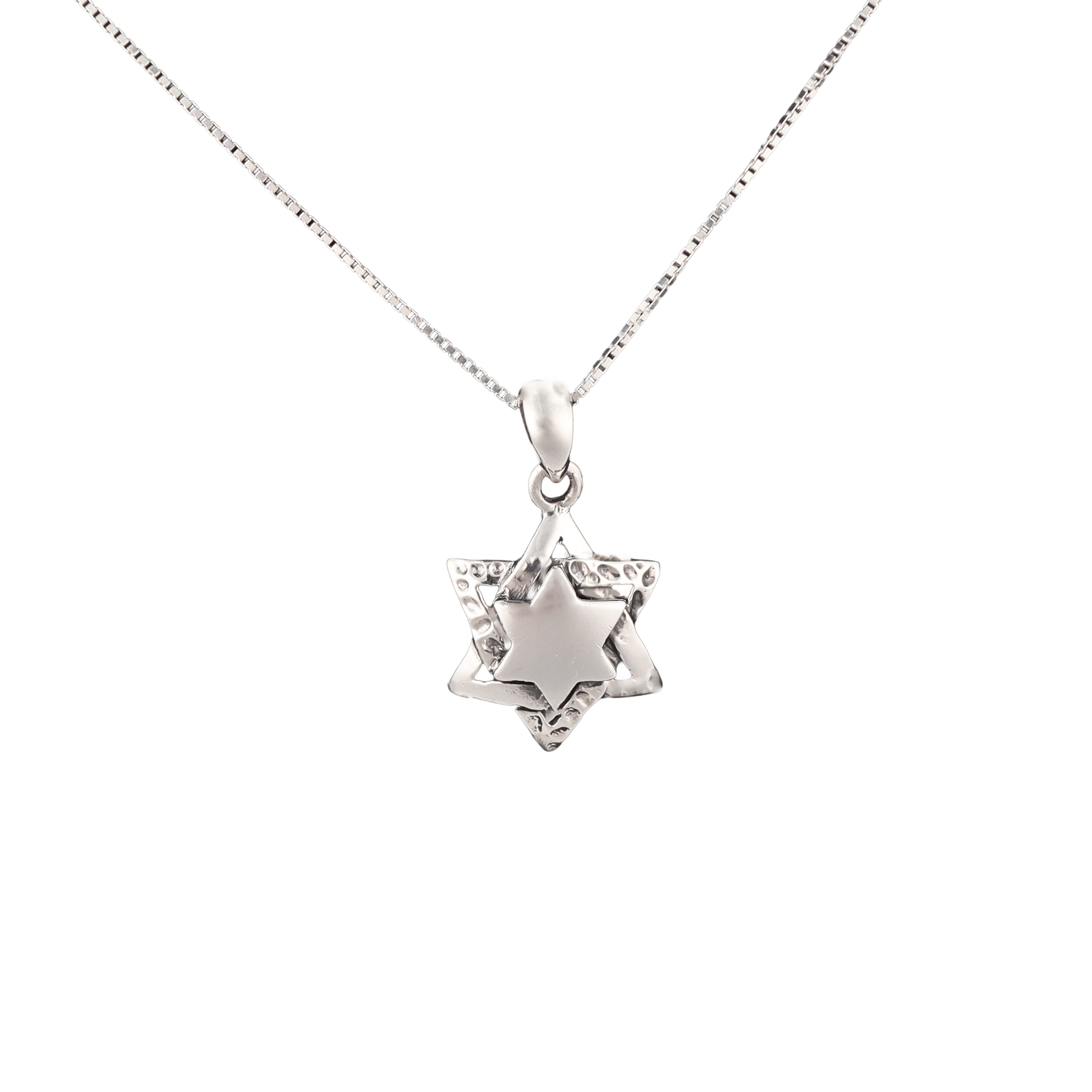 Star of David Silver Domed Pendant
