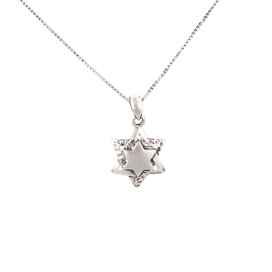 Star of David Silver Domed Pendant