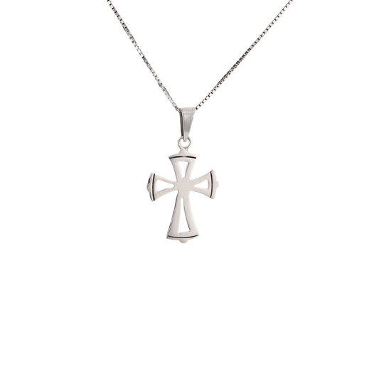 Silver cross pendant on silver chain