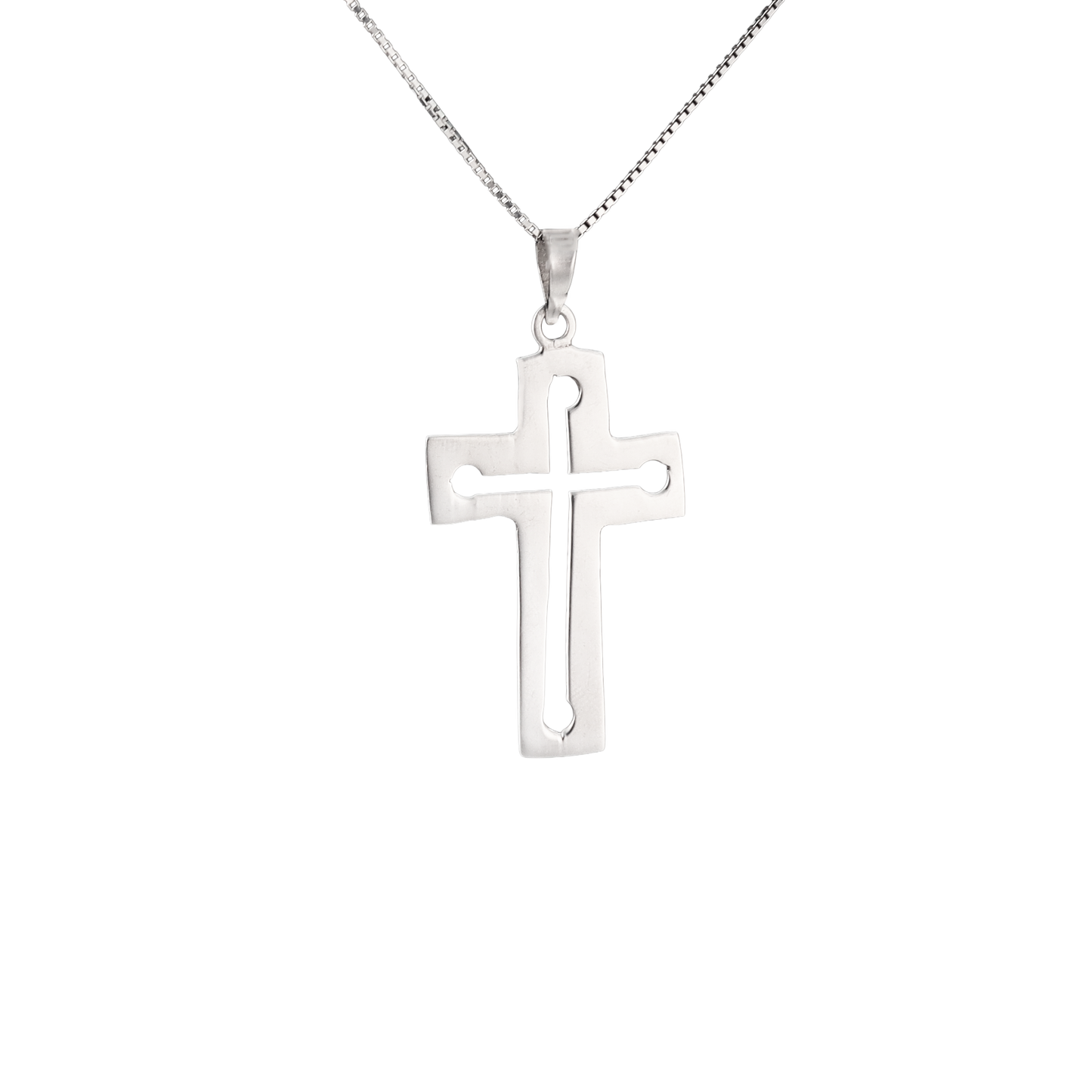 Sterling silver cross pendant with cut out design