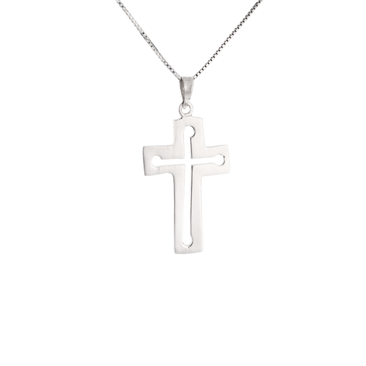 Sterling silver cross pendant with cut out design