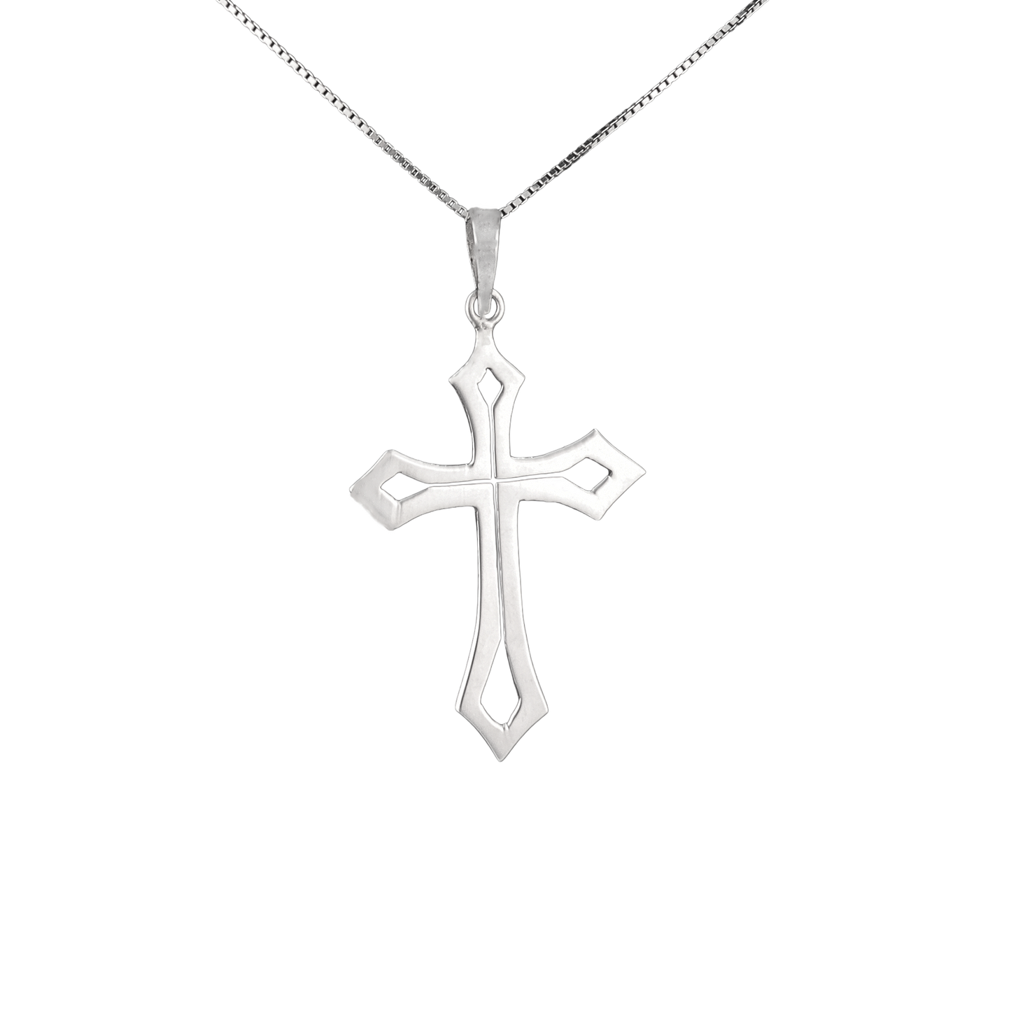 Sterling silver pointed cross pendant 