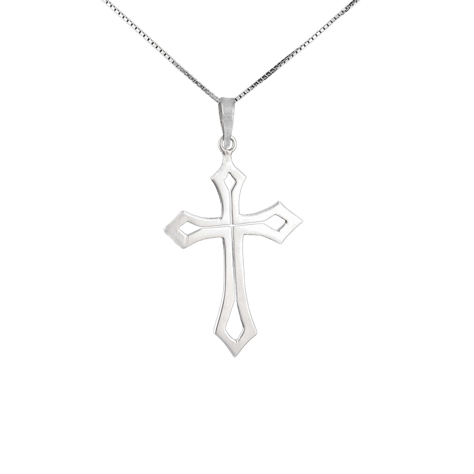 Sterling silver pointed cross pendant 