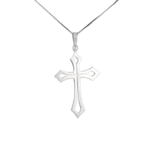 Sterling silver pointed cross pendant 